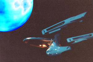 The refit Enterprise approaches a gas giant